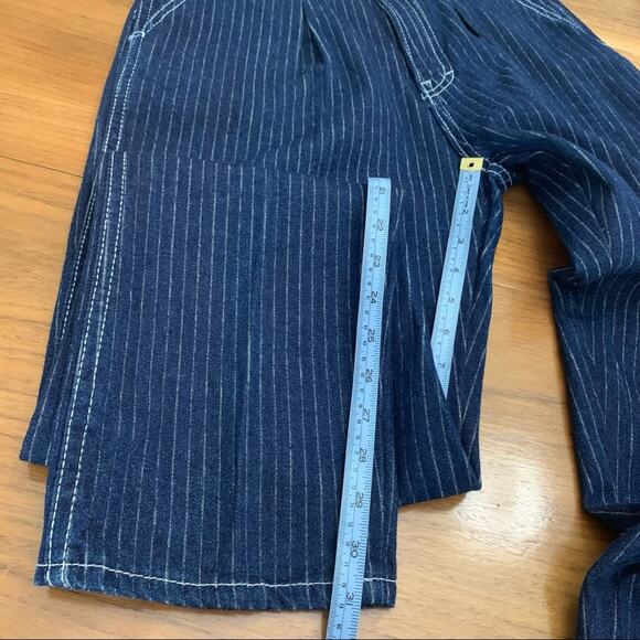 Vintage Pinstripe Jeans Size 9/10 Roberto Orsini Pleated High Waist D Ring Belt - Picture 10 of 13